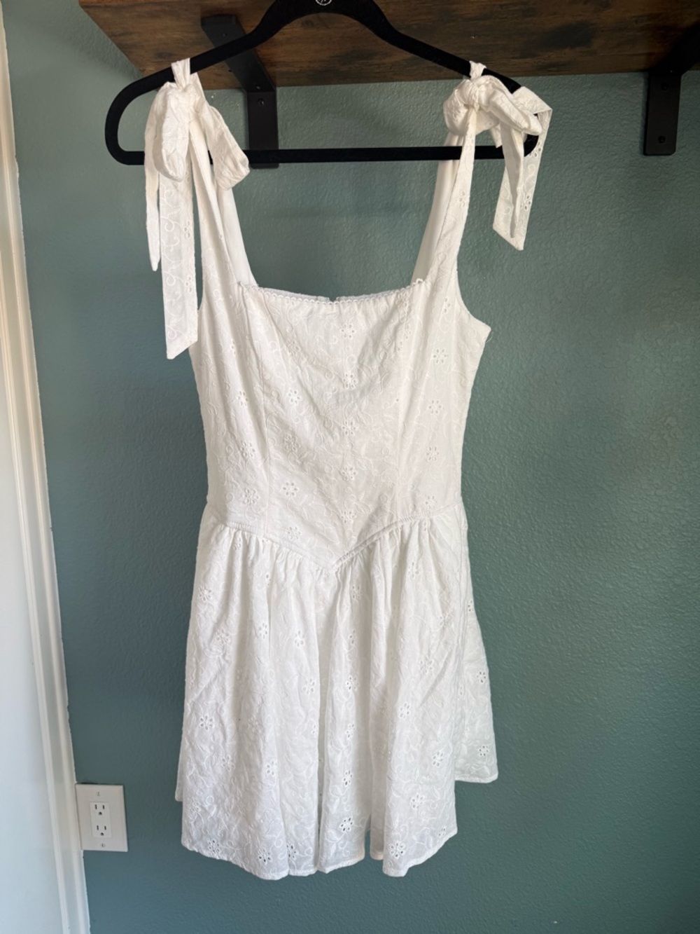 Altar’d State Eyelet Dress White XS Tie Shoulder Sundress Cottagecore